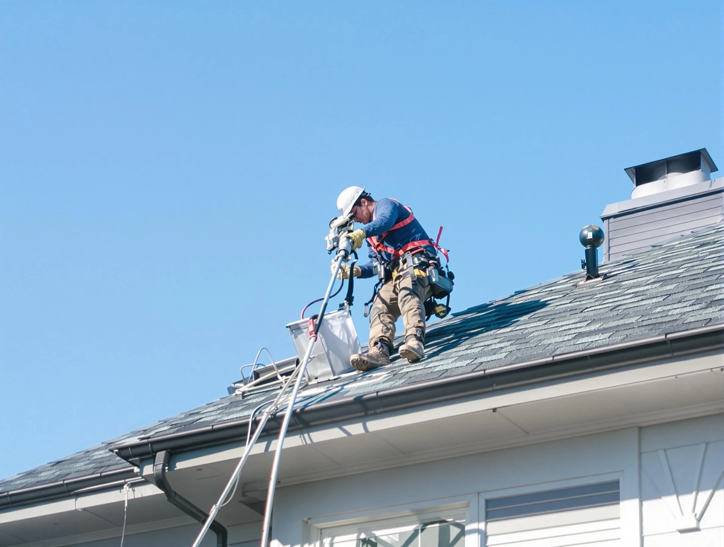 West Valley City Dryer Vent Cleaning certified technician cleaning a roof-mounted dryer vent system in West Valley City