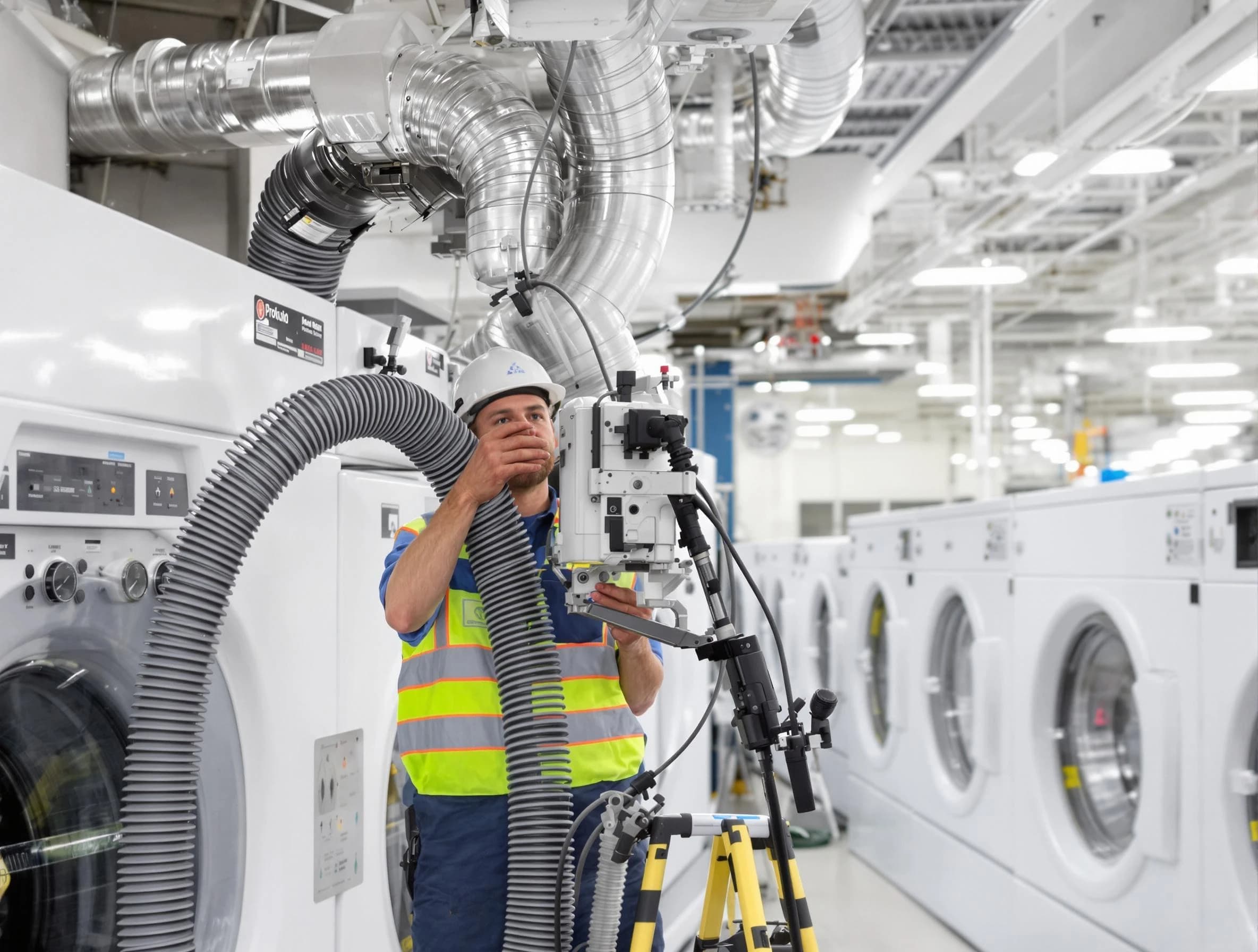 West Valley City Dryer Vent Cleaning team performing commercial-grade dryer vent cleaning at a business facility in West Valley City
