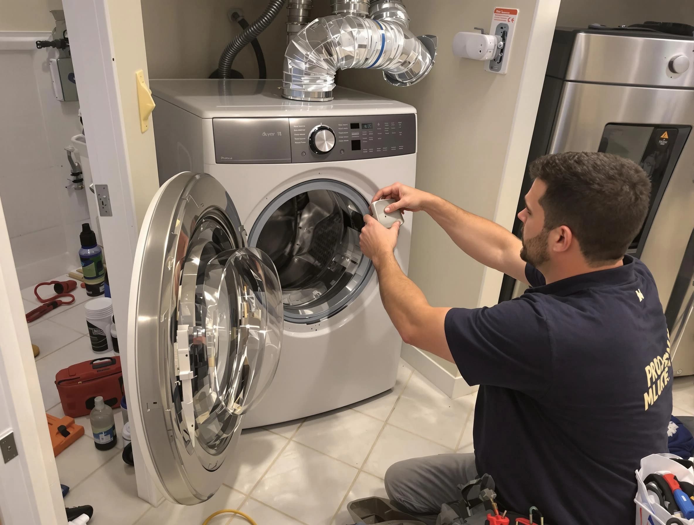 West Valley City Dryer Vent Cleaning technician performing precise dryer vent hose installation in West Valley City