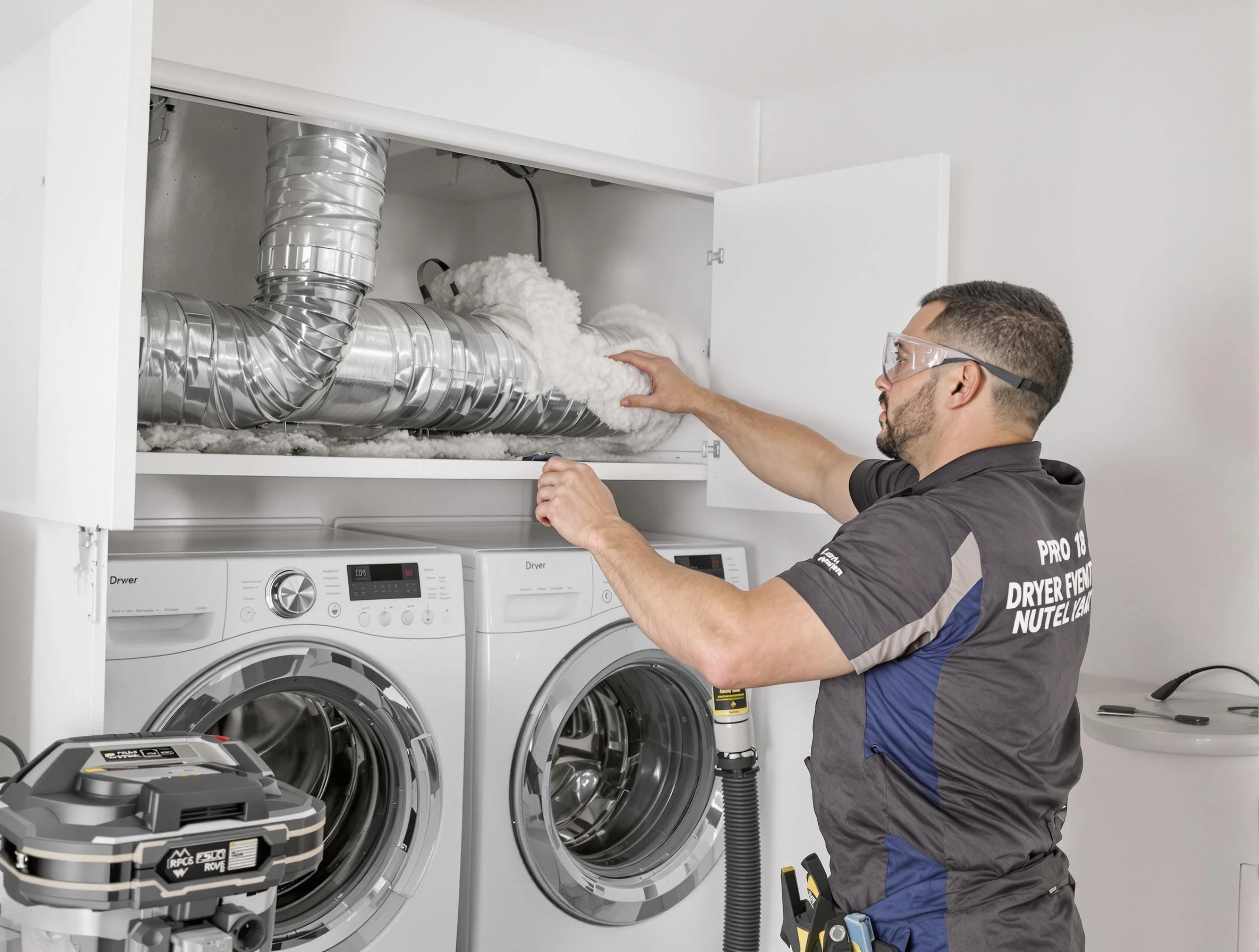 West Valley City Dryer Vent Cleaning certified technician performing specialized gas dryer vent cleaning in West Valley City